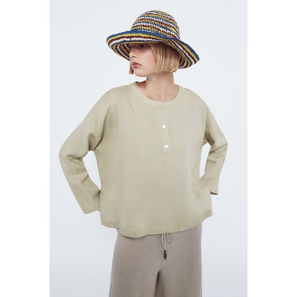 Zara Relaxed Fit 100% Linen Top - Picture 8 of 8